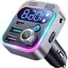 LEVMEK Trasmettitore FM Bluetooth Auto 48W, Bluetooth 5.4, Caricatore PD QC | Vivavoce ENC con doppio microfono, audio HiFi stereo bassi, display LED, USB musica, ricarica rapida smartphone e navigatore