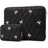 MOSISO Custodia per Laptop 13,3-14 pollici Borsa per Portatile | Compatibile con MacBook Air 13/13,6/Pro 13/14, Dell, Borsa per Laptop Imbottita Design Rombi e Fiocchi con Custodia, Nero