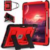 Lunivop Custodia per tablet compatibile con iPad Air 13 pollici M4/M3/M2 (2026/2025/2024) Custodia con portapenne/supporto/tracolla robusta custodia protettiva resistente nera rossa
