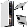 BaiFu per custodia Samsung Galaxy Z Fold8 con supporto ammortizzante invisibile, Chiusura magnetica, Anti-impronta, Cover per pelle PU per Samsung Z Fold 8-Bianco