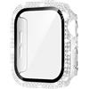 Generic Custodia a doppia fila diamantata compatibile con Apple Watch 46, 45, 44, 42, 41, 40 mm, con pellicola protettiva integrata per lo schermo per serie 11/10/9/8/7/6/5/4/3 (trasparente, serie 10/11, 42