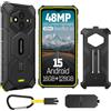 Ulefone Armor RugKing 3 Pro Cellulare Android 15, AI Rugged Smartphone 16GB+128GB/SD-2TB 5700mAh, Octa-Core 48MP+8MP Telefono Impermeabile 6.56 120Hz, 120LM Super Torcia/3-Slots/IP68/IP69K/OTG/NFC/GPS Verde