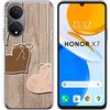 Tumundosmartphone Cover in silicone per Huawei Honor X7 design cuori legno disegni disegni