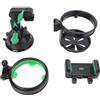 Qqmora Supporto per Telefono a Ventosa Supporto Flessibile con Rotazione di 360° per Portabicchieri per Auto Telefoni da 4-7,2 Pollici Escavatore (Asta corta - Verde)