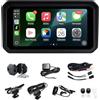 Qzonnect 6 Android Moto CarPlay Display, 4G SIM App, Doppia 1080P Dash Cam | TPMS, Navigatore GPS Impermeabile IP67, Download App 4G, Supporto Magnetico, TPMS Pressione Pneumatici & Telecomando Manubrio