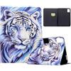 Generico DayQiQiPu Custodia per Lenovo Tab Idea / K11 Gen 2 TB336ZU, TB336FU (11,0 Pollici) Portafoglio con Caso a ribalta in Pelle PU Sottile Cover intelligente Motivo Tigre Blu con Auto Wake/Sleep, 04
