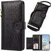 FERLAN Cover per Honor X9A/Honor X40/Honor Magic 5 Lite con Cordino,Custodia,Nero | Custodia a Portafoglio in Pelle PU [Tracolla Staccabile], Flip Libro Custodia Cover,Magnetica Carta Fessura Portafoglio Case