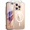 Qasyfanc Magnetica Cover per iPhone 16 Pro Max, Trasparente | Compatibile con MagSafe,con 2 Pezzi Vetro Temperato Pellicola, Cover Clear Slim Fit Antiurto Militare Antigiallo