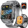 SUNKTA Smartwatch da uomo militare con batteria da 1000 mAh, con grande display HD da 2,01, funzione telefonica, impermeabile IP68, orologio fitness, frequenza cardiaca, monitoraggio del sonno, SpO2, per