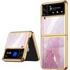 COQUE Custodia Galaxy Z Flip 4 5G,Custodia per cellulare verniciata lucida in vetro ultra sottile 9H,Cover pieghevole per Samsung Galaxy Z Flip 4 5G-Rosa porpora
