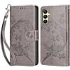 KENHONER Custodia per Samsung Galaxy A25 5G Cover, Grigio Farfalla | Portafoglio in Pelle PU Retro, Antiurto Flip, Slot per Schede, Funzione Stand, Chiusura Magnetica