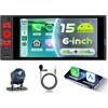 VECHTEL 2G+64G Android 15 Autoradio 1 Din con Carplay Android Auto senza Fili, 6'' Incell HD Schermo Tattile Stereo Auto Supporto Bluetooth GPS Wi-Fi Radio FM RDS Mirror Link USB/Type-C Telecamera