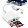 Dalimee Lettore di schede SD USB C Lightning per iPhone, Apple MFi Certified, lettore di schede SD con slot per schede SD e Micro SD/TF, plug and play, lettore di schede per iPhone15/16/17/iPad