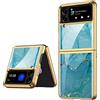 COQUE Custodia Galaxy Z Flip 4 5G,Custodia per cellulare verniciata lucida in vetro ultra sottile 9H,Cover pieghevole per Samsung Galaxy Z Flip 4 5G-lago Blu