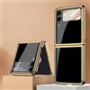 COQUE Samsung Z Flip 4 5G Custodia con Pellicola Protettiva Temperata, Ultra Sottile 9H Vetro Verniciato Lucido Cover per Telefono per Samsung Galaxy Z Flip 4 5G-Nero