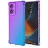 RankOne Custodia per Telefono Adatta per Motorola Moto Edge 50 Fusion (6.7 Inches) Custodia con Gradiente di Colore in Silicone TPU Trasparente - Blu Viola