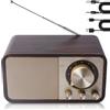 Leikurvo Radio retrò con Bluetooth, radio nostalgica con batteria ricaricabile da 1500 mAh, USB/scheda TF/AUX/DAB, altoparlante da 5W, vintage effetto legno per cucina/camera da letto/ufficio