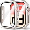 Mugust 2 Pezzi Cover per Apple Watch SE 3/2/1 /Series 6 5 4 40mm Vetro Temperato Pellicola Protettiva,PC Rigido Case Protettiva Ultrasottil Custodia, Luce stellare*2