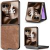 COQUE Custodia per Motorola Razr 60 Ultra,Cover sottile con motivo in pelle retrò per Motorola Razr 60 Ultra-Marrone