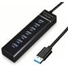 Ihteyuo Hub USB 3.0 7 porte, Hub USB in alluminio in lega di alluminio con cavo 150 cm, adattatore multiporta USB ad alta velocità 5Gbps per PC Portatile MacBook Mouse Tastiera Disco