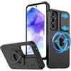 BEENTRYS Cover Magnetica per Samsung Galaxy A54,Compatibile con MagSafe Fotocamera Scorrevole Protezione Anello Supporto Grado Militare Antiurto Antigraffio Protettiva Custodia-Nero