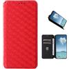 COQUE Custodia per Realme 15X 5G,Flip Cover Con Texture Tridimensionale (Antiurto),Magnetica Scura,in Pelle Con Slot Schede-Rosso