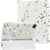 NITITOP Cover per iPad Pro 6/5/4/3 Fiore Motivo, Bianco Floreale | para iPad Pro 12,9 (6a/5a/4a/3a Gen 2022/2021/2020/2018) , con Portapenne, Triplo Supporto