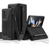 COQUE Custodia Galaxy Z Fold 4 5G,Custodia in pelle pieghevole Slim Flip Armor con slot per penna in velcro rimovibile,Cover pieghevole per Samsung Galaxy Z Fold 4 5G-Nero