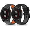 KeeFos 22MM QuickFit Cinturino per Garmin Descent G2/Tactix 8 47mm/Fenix 8 47mm/Fenix 7 Pro Solar/Forerunner 965/Fenix 7,Silicone Morbido Cinturino per Fenix 6/Fenix 6 GPS-Grigio+Arancione