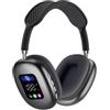 VR VETRINEINRETE Vetrineinrete® Cuffia Bluetooth ricaricabile radio FM integrata display digitale ingressso Type-c SD AUX cuffie on-ear (Nero)