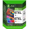 RGiNK Cartucce d'inchiostro 67XL nero/colore Combo Pack per HP Ink 67 per stampante HP 67 XL adatte per stampanti HP DeskJet 2700e 2700 2855e 2800 2755e 2755 4155e 4255e Envy 6000 6055e 6455e