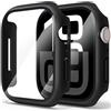 Mugust 2 Pezzi Cover per Apple Watch Series 11/10 46mm, con Pellicola Protettiva, Vetro Temperato Integrato, Alta Sensibilità Touch, Protezione Completa, Custodia Design PC Rigido, Nero*2