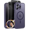 GOLBINBOX Custodia magnetica per iPhone 16 Pro, compatibile con MagSafe, protezione completa della fotocamera, pellicola protettiva per lo schermo della privacy, pulsante di acquisizione della fotocamera,