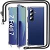 Fciaeytou Cover per Samsung Galaxy Z Fold 7 con cordino per collana di protezione cerniera Z Fold7 5G trasparente ultra sottile Crystal Clear Foldable Case antiurto custodia portatile regolabile catena