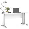 Dmora - Scrivania Marcerre, Scrittoio multiuso, Tavolo per ufficio porta PC, Piano di lavoro, 150x80 h75 cm, Bianco e Grigio