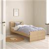 Dmora - Letto Singolo Fanny, Sommier per Camera da Letto, Giroletto per Stanza, Struttura Porta Materasso, 197x96 h80 cm, Rovere