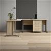 Dmora - Scrivania Myriam, Scrittoio Multiuso, Tavolo per Ufficio Porta PC, Piano di Lavoro, 230x200 h75 cm, Grigio e Quercia
