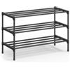 SONGMICS Scarpiera Ingresso Slim, 3 Ripiani, Impilabile, 30 x 62,3 x 55 cm | Organizer per Scarpe, Metallo, Soggiorno Armadio, Nero, Collezione DEKY LSA123BH01