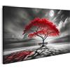islandburner Prime Quadro su tela Drammatico paesaggio spiaggia in bianco e nero con albero rosso immagini murali poster