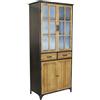 milani home - madia credenza alta industrial 79 x 42 x 175 cm, legno naturale e nero, acciaio e legno, con vetrina e cassetti