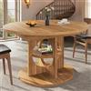 Kebnor Tavolo da pranzo allungabile con vano portaoggetti, 110-150 cm, effetto legno, portata fino a 60 kg, da rotondo a ovale (legno naturale)