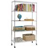 Karat Maya - Scaffale stretto su ruote in metallo, con 5 ripiani, carrello per cucina, bagno, ripostiglio fino a 120 kg, con freno di bloccaggio, 89 x 34 x 150 cm (cromato)