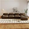 Yihomfy Divano angolare convertibile moderno da 388 cm con pouf, divano modulare in velluto a coste a forma di L, divano compresso da 4 a 6 posti per soggiorno, seduta extra profonda, nessun montaggio