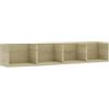 GHVBNMF Scaffale da parete per CD in rovere Sonoma, 100 x 18 x 18 cm, mensola sospesa in legno con 4 scomparti, moderna mensola sospesa per CD, DVD e Blu-Ray, portata fino a 40 kg, scaffale per DVD