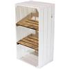 Kistenkolli Altes Land Cassettiera stretta in stile cassettone di frutta bianco fiammato nero grigio vintage 68 x 40 x 31 cm (sottile armadio in legno bianco fiammato)
