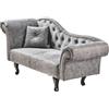 Beliani Chaise Lounge retrò a sinistra in velluto con cuscino Grigio