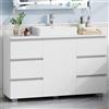 Hzuaneri Mobile Sottolavabo per Bagno, 30 x 100 x 64 cm, Bianco | Mobiletto da Bagno, 6 Cassetti, 1 Anta, Ripiano Regolabile, Ampia Capacità di Contenimento, Moderno e Minimalista, BC26603X