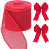 G2PLUS 10m Nastro di Tela Rosso,6cm Rotolo Nastri Scozzesi Natalizi | Nastri a Scacchi Plaid Nastro di Tela Con Filo di Ferro Regalo Nastri per Decorazione Natalizia Artigianato