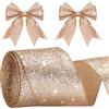 G2PLUS Nastro Regalo,60mmx10m Nastrino Oro Rosa Nastro Natalizio Glitterato | Nastri Natalizi con Filo di Ferro per Confezioni Regalo Alberi di Natale,Decorazioni Nuziali