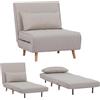 EVERGREENWEB MATERASSI & BEDS EVERGREENWEB Poltrona Letto Singolo con Cuscino Imbottito INCLUSO, Tessuto Beige, Divano 1 Posto Salvaspazio Pieghevole, Pouf Poggiapiedi, Comodo Schienale Regolabile Clic Clac, Gambe in Legno, FOLDY